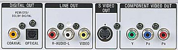 Outputs include Component Video, S-Video, Dolby Digital